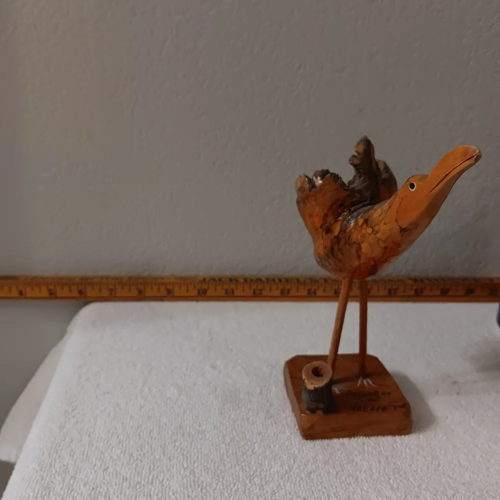 Handcrafted Wooden Bird Sculpture